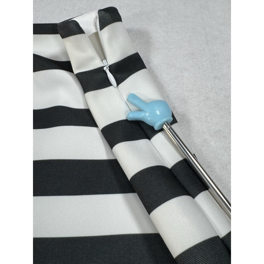 Joseph Ribkoff Pencil Skirt Women 4 Black White Stripe Red Rose Floral Pull On - Picture 11 of 11